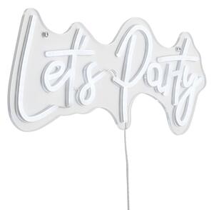 Neonowa lampa ścienna biała z LED - Let's Party