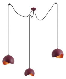Designerska czerwona lampa wisząca z opalowym szkłem 3-punktowa - Tulip