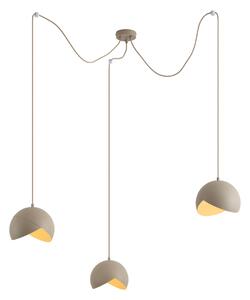 Designerska lampa wisząca beżowa z opalowym szkłem 3-punktowa - Tulip