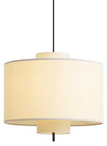 Lampa wisząca Japandi czarna z białym lnianym kloszem 50cm - Rieu