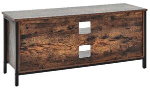 Industrialna szafka RTV ciemne drewno czarna żelazna rama 110x50x40 cm Vilseck Beliani