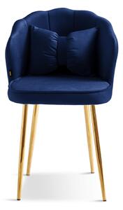 MebleMWM Krzesło muszelka Glamour DC-6091 granatowy welur, złote nogi