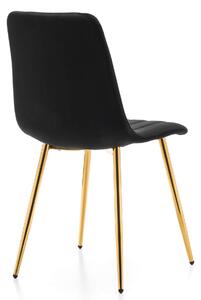 MebleMWM Krzesło tapicerowane DC-1939 | czarny welur | złote nogi | OUTLET