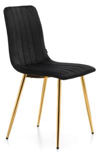 MebleMWM Krzesło tapicerowane DC-1939 | czarny welur | złote nogi | OUTLET