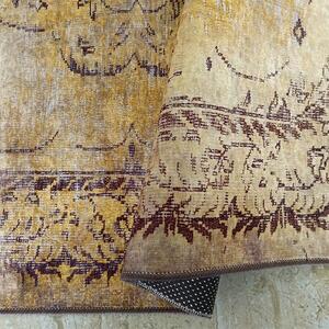 Złoty prostokątny dywan w stylu vintage - Bernes