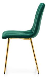 MebleMWM Krzesło tapicerowane DC-1939 zielony welur #56, złote nogi