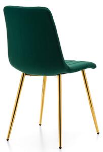 MebleMWM Krzesło tapicerowane DC-1939 zielony welur #56, złote nogi