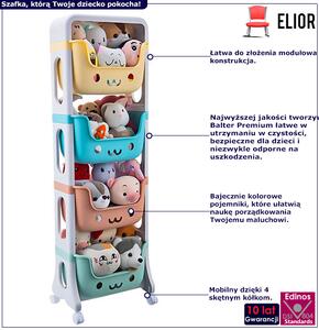 Kolorowa szafka na zabawki na kółkach - Pinki 4X