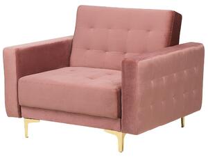 Modułowy fotel rozkładany pikowany złote nogi welurowy różowy Aberdeen Beliani