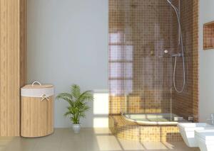 Bambusowy narożny kosz na pranie w kolorze naturalnym - Vexo