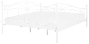 Metalowe łóżko prostokątne 180 x 200 cm retro design ze stelażem białe Antila Beliani