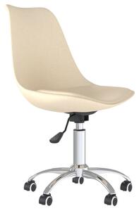 Obrotowe krzesło biurowe, kremowe, obite tkaniną