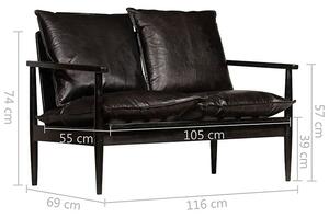 Elegancka skórzana sofa Stera - czarna