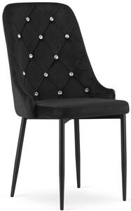 Czarne pikowane krzesło w stylu glamour - Draco 3X