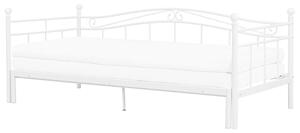 Łóżko białe metalowe rozsuwane ze stelażem podwójne 80/160 x 200 cm Tulle Beliani