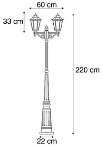 Zewnetrzna Latarnia zewnętrzna czarna 220 cm 2-punktowa IP44 - Hawana Oswietlenie zewnetrzne