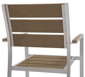 Zestaw mebli ogrodowych stół i 6 krzeseł jasne drewno ze srebrnym Vernio Beliani