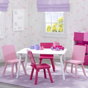 Delta Children Zestaw ze stolikiem i krzesełkami, biało-różowy