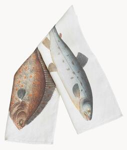Komplet ręczników kuchennych z lnu Salmon & Turbot, 2 elem