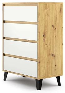 Minimalistyczna komoda na czarnych nóżkach dąb artisan + biały F3-E67