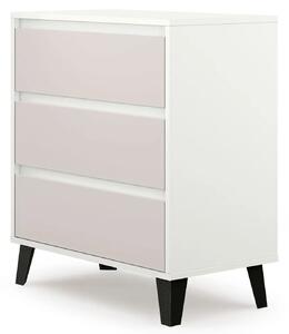 Komoda z 3 szufladami w stylu skandynawskim biały + kaszmir L8-C54