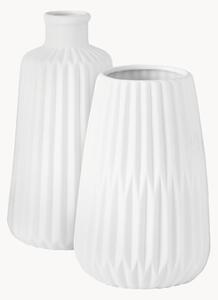 Komplet wazonów z porcelany z ryflowanym reliefem Esko, 2 elem