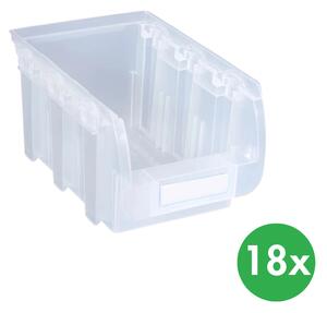 Plastikowy pojemniki COMPACT, 102 x 100 x 60 mm, 18 szt., przezroczysty