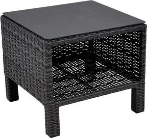 Otwarty stolik boczny - 50,5x51x44 cm - wiklina - blat ceramiczny