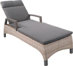 Leżak - 162x70x101 cm - Beżowe aluminium - Taupe wiklina