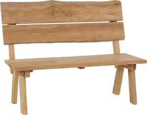 Teak - Ławka - 130x63x100 cm - Oparcie z pnia drzewa