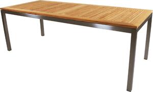 Stół - 220x92 cm - stal nierdzewna - drewno tekowe
