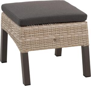 Podnóżek - 53x54x39 cm - Aluminium Beige - Wiklina Taupe