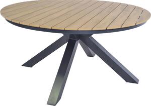 Stół - okrągły - Ø150 cm - aluminium - wykończenie Polywood Teak