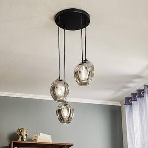 EMIBIG LIGHTING Lampa wisząca Starla okrągła, 4-punktowa, szkło grafitowe