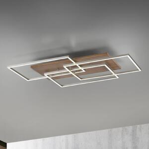 Paul Neuhaus Lampa sufitowa LED Palma, możliwość ściemniania, ciemne drewno, salon / jadalnia, aluminium