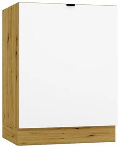 Jednodrzwiowa szafka kuchenna pod zlew 60 cm biały + dąb artisan W0-H37