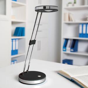 Lampa stołowa LED MAULpuck, ramię teleskopowe, czarna