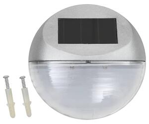 Ścienne lampy solarne LED na zewnątrz, 12 szt, okrągłe, srebrne