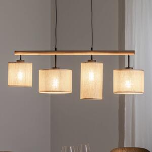 Żyrandol Deva Nature, 4-punktowa, tekstylna Nature TK Lighting, możliwość ściemniania, jasne drewno, salon / jadalnia, drewno, skandynawski