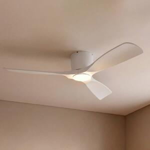Wentylator sufitowy Lucande Smart LED Moneno, biały, DC, Tuya Moneno Lucande, możliwość ściemniania, biały / opal, salon / jadalnia, metal, nowoczesny