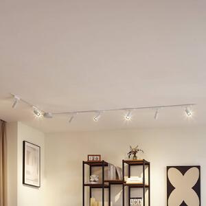 System szynowy 48 V Lumaro, spoty, 7-punktowe, białe, Ø4cm, ściemniane Lumaro 48V Lindby, możliwość ściemniania, biały / opal, salon / jadalnia, aluminium, nowoczesny