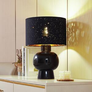 Lampa stołowa Lindby Arved, czarna, tekstylna, ceramiczna, 46 cm