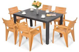 Komplet ogrodowy stół i krzesła JULIE 6-osobowy - pomarańczowy