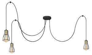 Lampa wisząca pająk Tube Long W-KMD 1924/3K BK+GO+BK