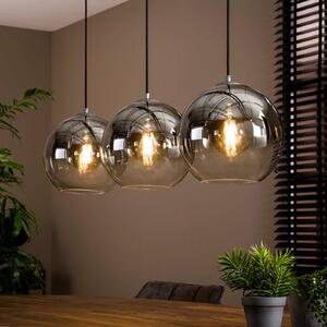 ZIJLSTRA Lampa wisząca Allessandra, 3-punktowa, Ø 29 cm, szary dymny, szkło