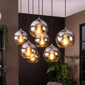 ZIJLSTRA Lampa wisząca szklana Allessandra, możliwość ściemniania, aluminiowy / szary / cynkowy, salon / jadalnia, szkło