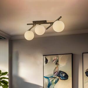 EMIBIG LIGHTING Lampa sufitowa Smart, czarna/opalowa, 3-punktowa