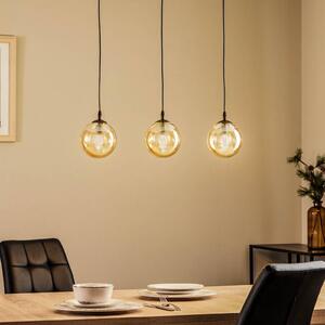EMIBIG LIGHTING Lampa wisząca Glassy, 3-punktowa, prosta, czarna, bursztynowa, szklana
