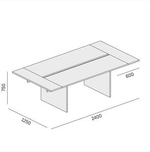 Stół konferencyjny SOLID + 2x rozszerzenie blatu, 2400 x 1250 x 743 mm, orzech