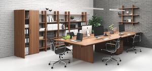 Regał biurowy niski krótki SOLID, 1250 x 400 x 1075 mm, orzech